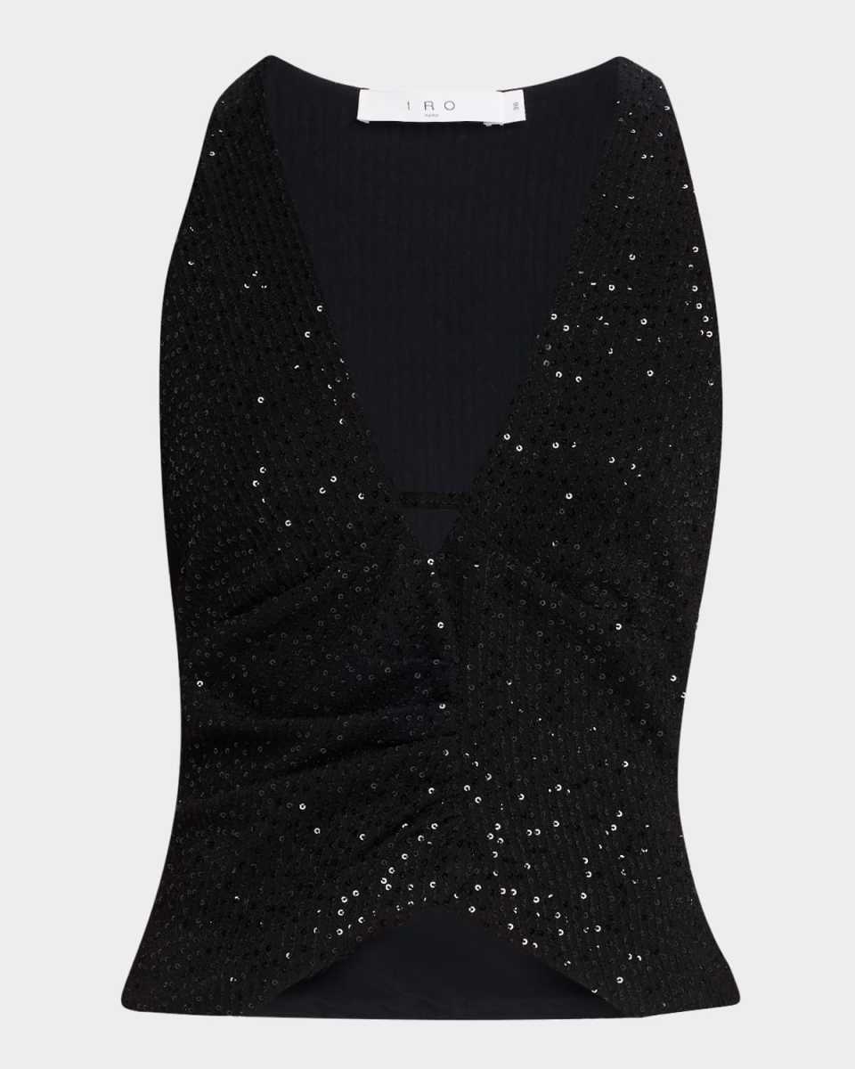 Minnia Sequined V-Neck Top